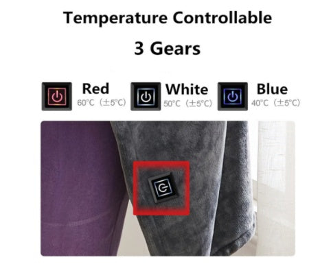 Bouton de réglage des 3 niveaux de chaleur du plaid chauffant