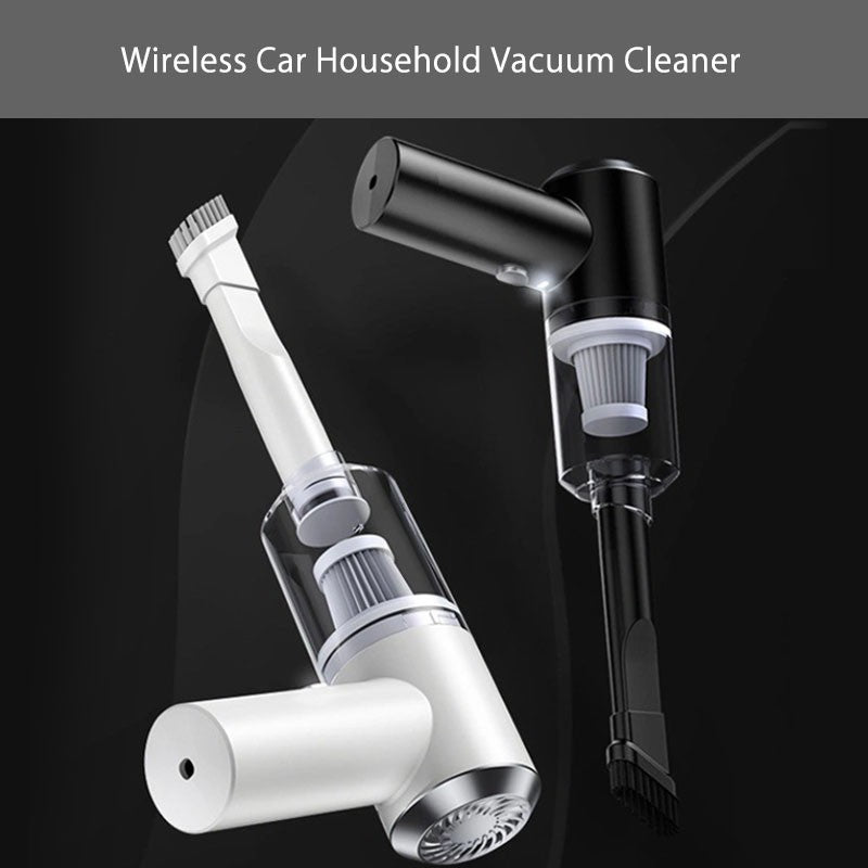 Aspirateur à main sans fil noir et blanc avec ses embouts